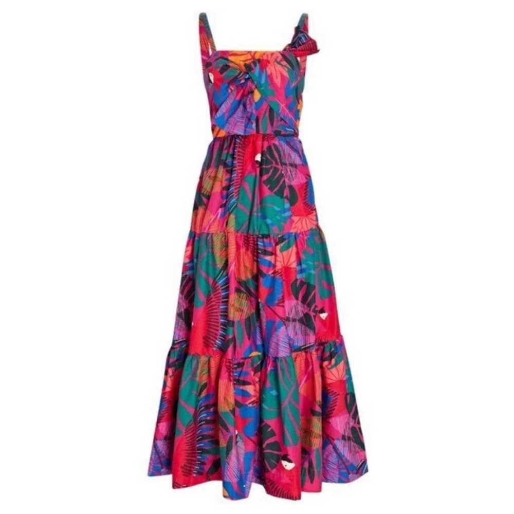 Farm Rio Macaw bowtie Midi Dress
